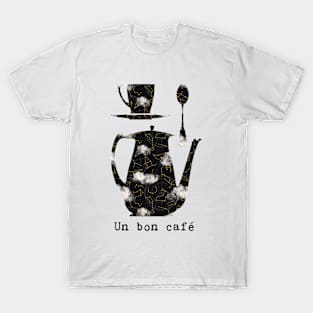 Coffee Pot, Cup and Spoon - Caffeine addict T-Shirt